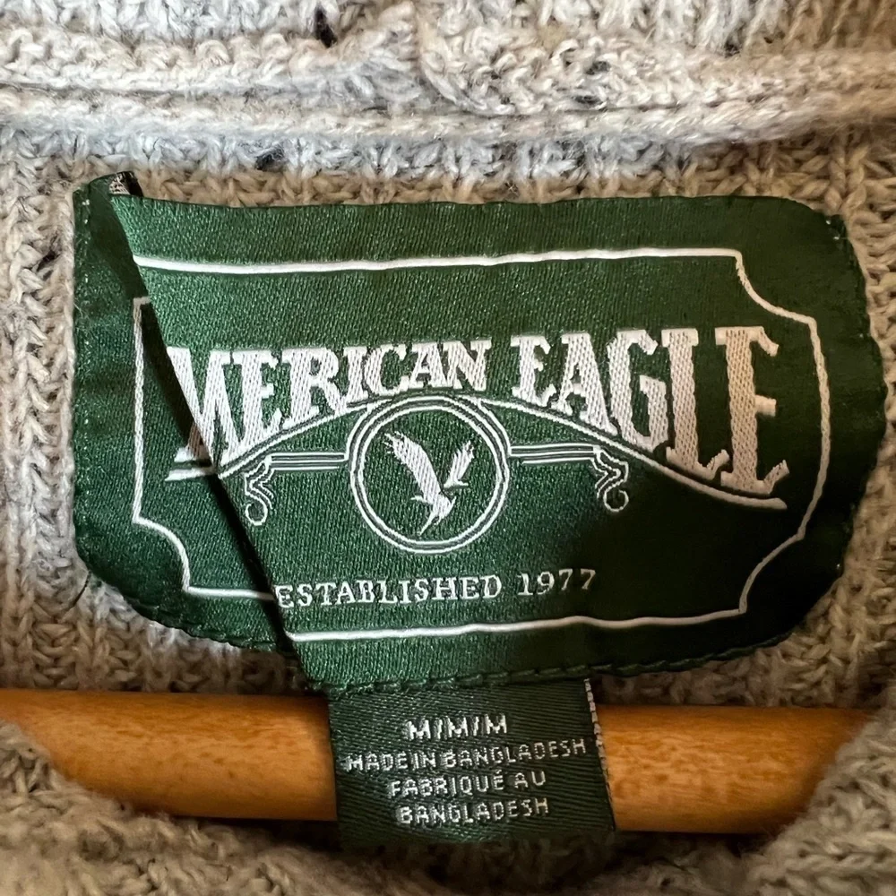 American Eagle Women Knit Sweater Hoodie Gray Preppy Casual‎ Medium